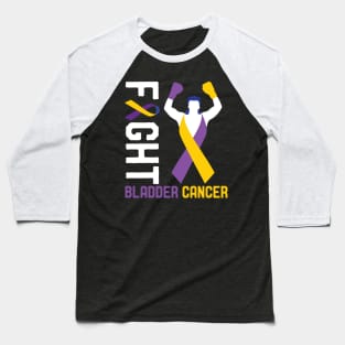 Funny Bladder Cancer Awareness Ribbon Walk Survivor Fighter Baseball T-Shirt